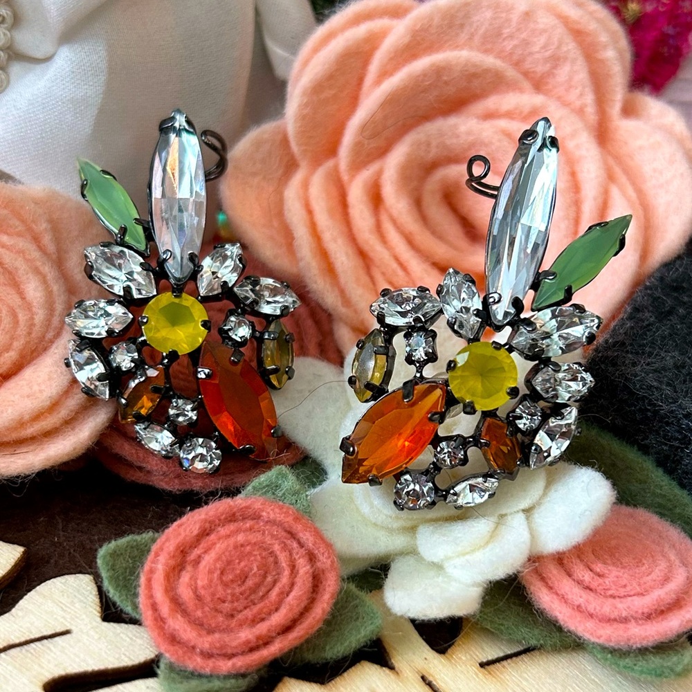 Stunning Vintage Faux Bling Ear Cuffs Earrings - Picture 5 of 6